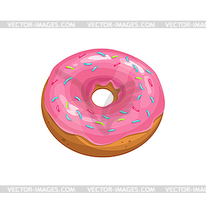 Donut cake icon, fast food sweet dessert, pink - vector image