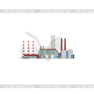 Plant, energy and power factory industry, towers - vector image