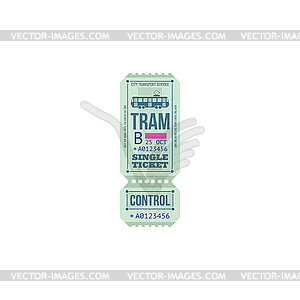 Transport services card tram ticket pass - vector clipart