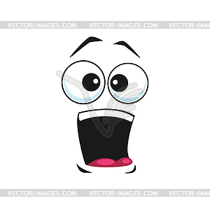 Cartoon face icon, surprised funny emoji - vector image