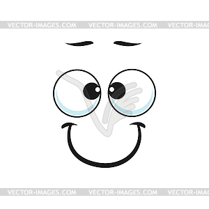 Cartoon smiling face, friendly funny emoji - vector clipart