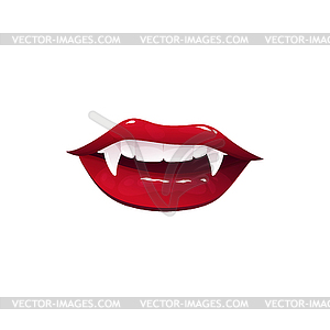 Рот вампира с длинными клыками мультяшный значок - клипарт в векторном виде