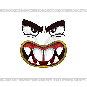 Monster face cartoon icon, stupid creature - vector image