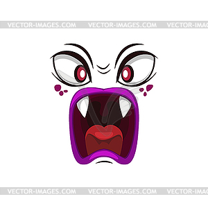 Monster face icon, cartoon emoji - vector clipart