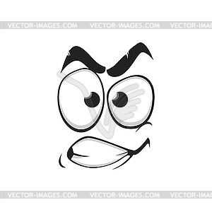 Cartoon face icon, emoji with angry eyes - vector image