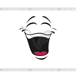 Happy smiling emoji giggling emoticon in good mood - vector image