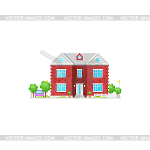 Red rural house building facade exterior - vector image