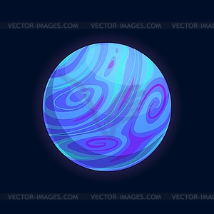 Cartoon planet of ice crystals and blue sea water - vector clip art