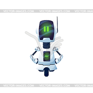 Cartoon robot cyborg character with wheel - vector clipart / vector image