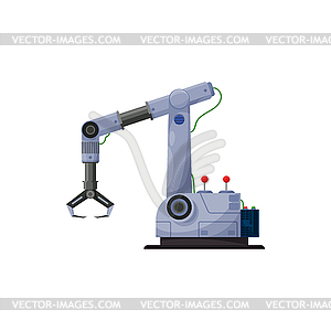 Robotic arm with claw, automated computer device - vector clipart