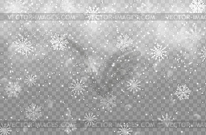 Winter snowfall with snowflakes background - vector clipart