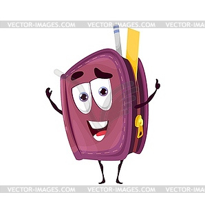 Школьный пенал улыбается мультипликационный персонаж - изображение векторного клипарта
