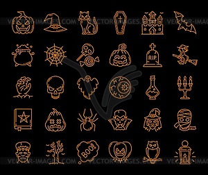 Halloween ghost, pumpkin, witch or spiderweb icons - vector clipart / vector image