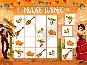 Sudoku game, Mexican Dia de los Muertos holiday - vector image