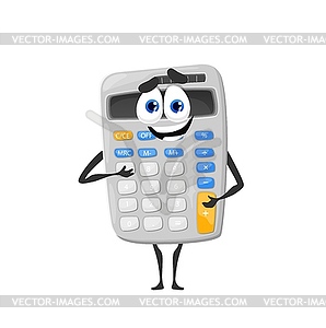 Cartoon cute school calculator character - vector image