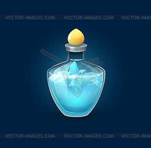 Witchcraft bubble potion bottle with frozen ice - vector image