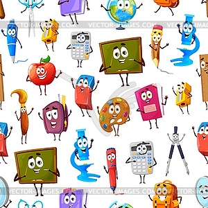 Seamless pattern of cartoon school characters - vector clip art