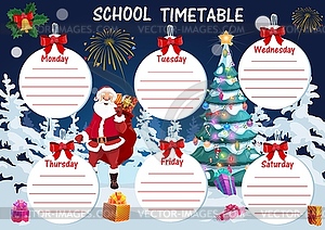 Детский рождественский школьный шаблон расписания - векторный эскиз
