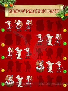 Christmas game of Santa Claus shadow matching - vector image