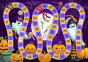 Kids step board game with Halloween monster - vector clipart