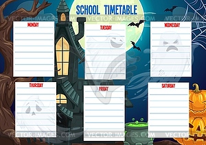 Расписание занятий в школе Расписание на Хэллоуин на неделю - изображение в векторе / векторный клипарт