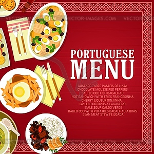 Portuguese restaurant menu card template - vector clip art