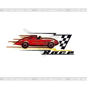 Cars racing, vintage muscle car motors rally sport - vector image