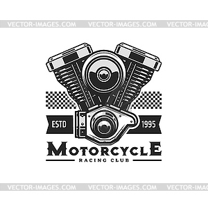 Motorcycle engine icon of motor bike vehicle - vector clip art