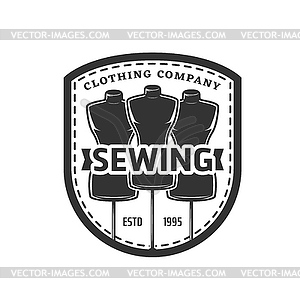 Tailor and sewing icon with mannequins - vector image