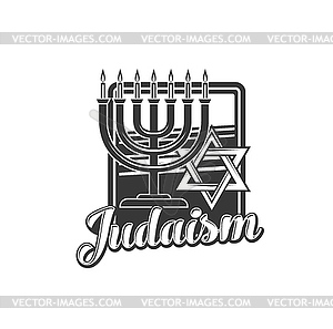 Judaism religion icon, Jewish menorah, David Star - vector clipart