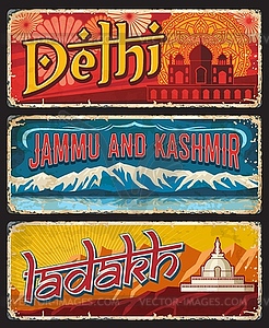 Delhi, Jammu and Kashmir, Ladakh Indian states - vector clip art