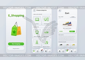 Neomorphic goods shopping and order interface - vector image