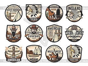 Wild West, American Western saloon, cowboy, skull - vector clipart