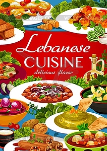 Lebanese cuisine menu cover with Arab food - royalty-free vector image