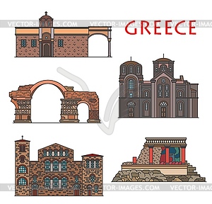 Greece antique architecture, churches and palaces - vector image