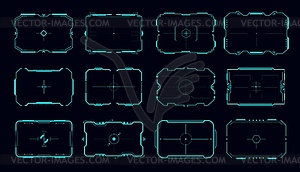 HUD frames of aim control panel and target screen - vector clipart