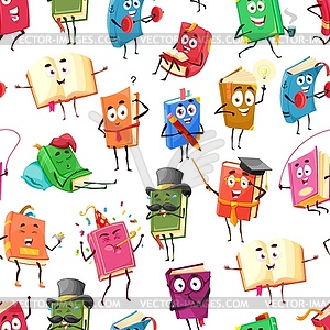 Cartoon funny books seamless pattern background - vector clipart