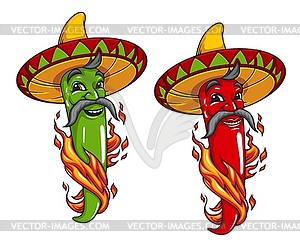 Cartoon Mexican jalapeno or chili pepper character - vector clipart