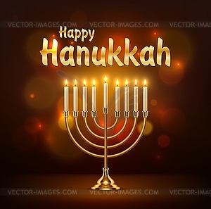 Happy Hanukkah greeting card with menorah - vector EPS clipart