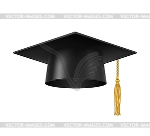 Кепка выпускника, шляпа студента вуза с кисточкой - рисунок в векторе