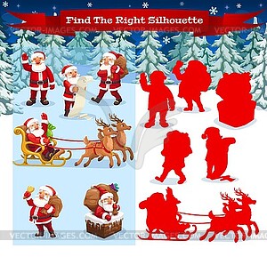 Kid game find right silhouette template - vector image