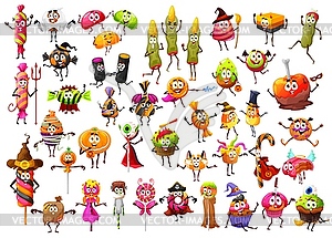 Halloween cartoon candies, horror lollipops sweets - vector image