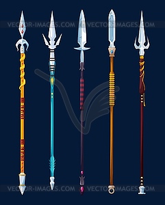 Magical cartoon steel spears and lance weapon - stock vector clipart
