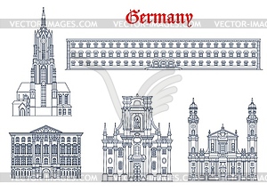 Germany, Munich architecture, buildings, landmarks - vector image