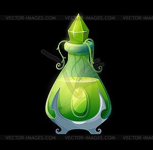 Potion bottle with nature elixir, magic liquid - vector clipart