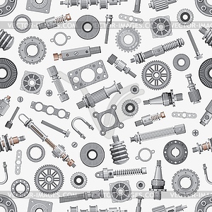 Mechanical spare parts seamless pattern background - vector clip art