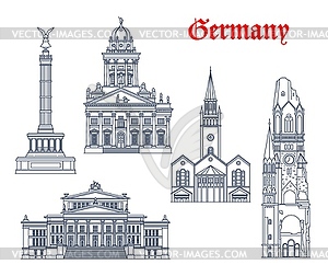 Germany landmarks, Berlin architecture buildings - vector image