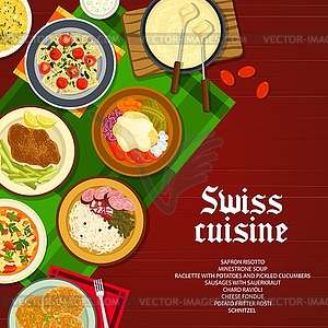 Swiss restaurant food menu cover template - vector clipart