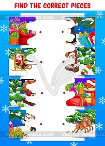 Children Christmas holiday puzzle game - vector image
