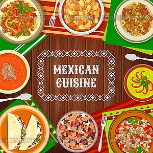 Mexican food menu, traditional cuisine dishes - vector clip art